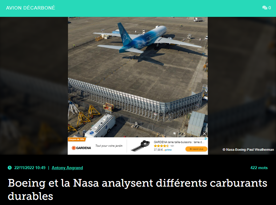 Boeing et la Nasa analysent différents carburants durables