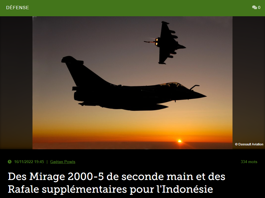 Des Mirage 2000-5 de seconde main et des Rafale supplémentaires pour l’Indonésie