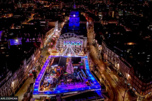 Drone images show Nottingham’s winter wonderland and aerial rink