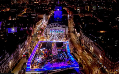 Drone images show Nottingham’s winter wonderland and aerial rink