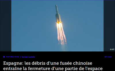 Espagne: les débris d’une fusée chinoise entraîne la fermeture d’une partie de l’espace aérien