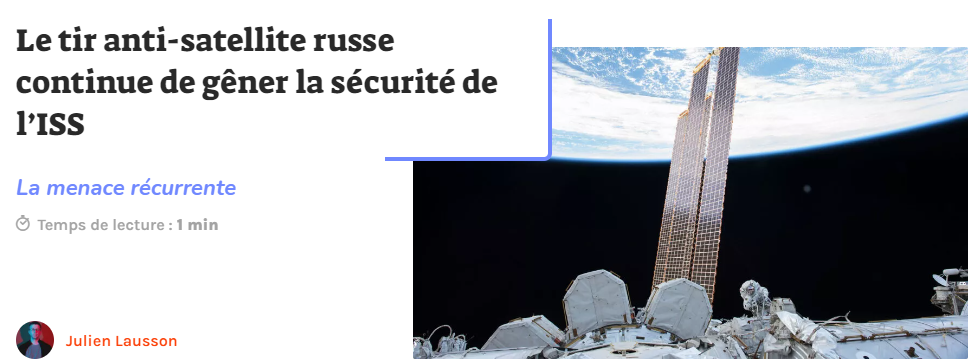 Le tir anti-satellite russe continue de gêner la sécurité de l’ISS