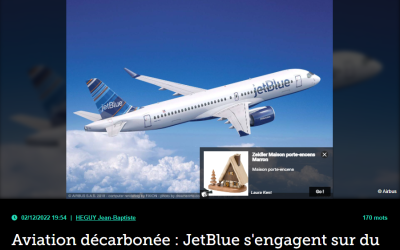 Aviation décarbonée : JetBlue s&rsquo;engagent sur du SAF avec Fidelis New Energy