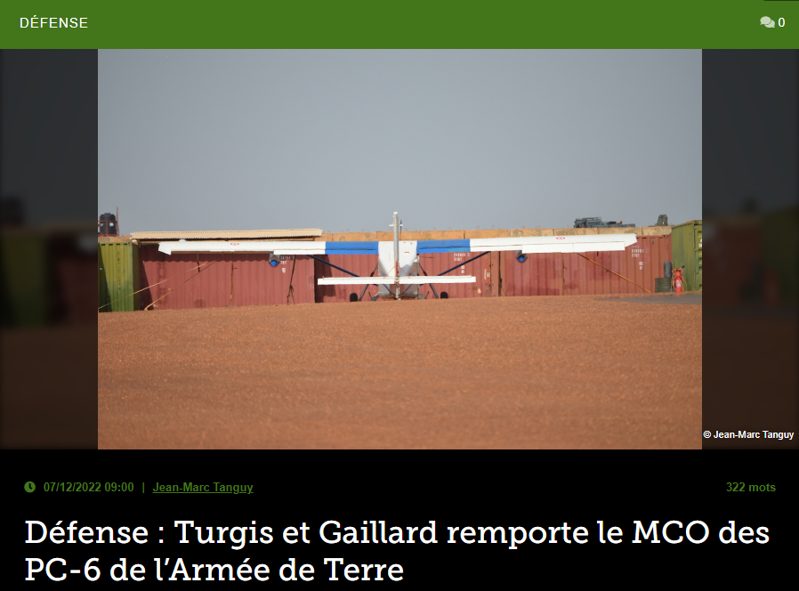 Défense : Turgis et Gaillard remporte le MCO des PC-6 de l’Armée de Terre