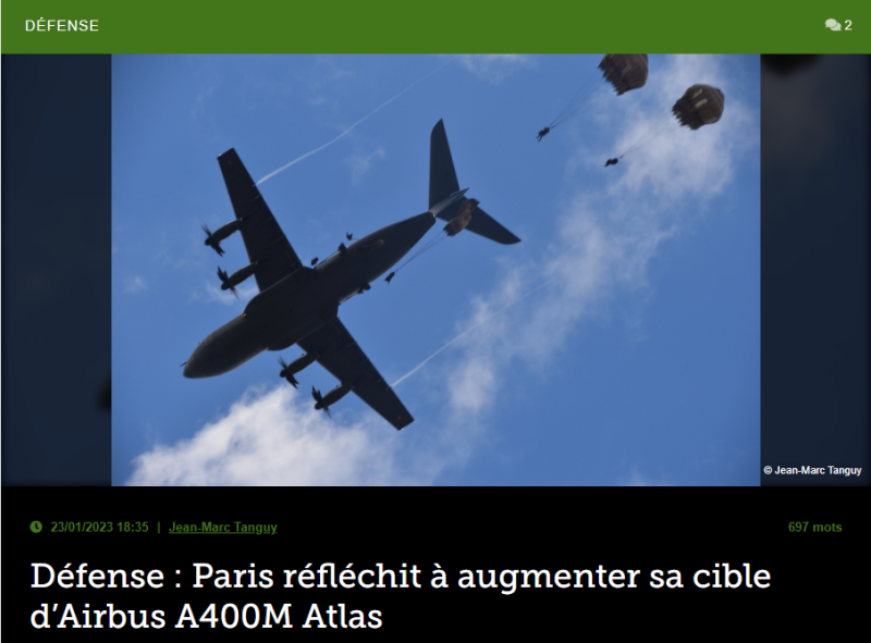Défense : Paris réfléchit à augmenter sa cible d’Airbus A400M Atlas
