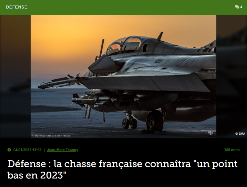 Défense : la chasse française connaîtra « un point bas en 2023 »