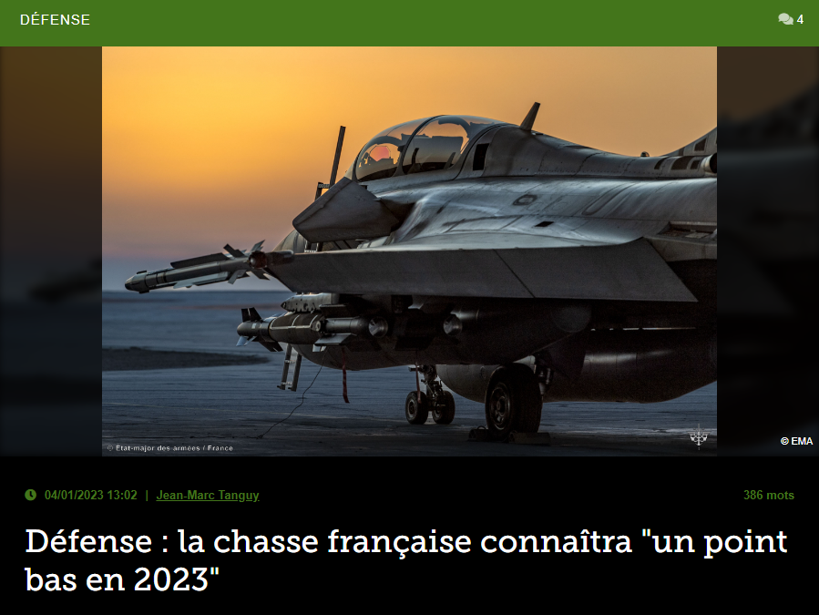 Défense : la chasse française connaîtra « un point bas en 2023 »