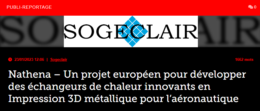 Nathena – Un projet européen pour développer des échangeurs de chaleur innovants en Impression 3D métallique pour l’aéronautique