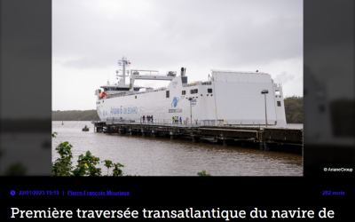Première traversée transatlantique du navire de transport d’Ariane 6