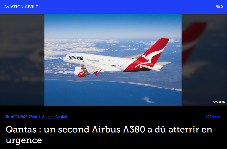 Qantas : un second Airbus A380 a dû atterrir en urgence