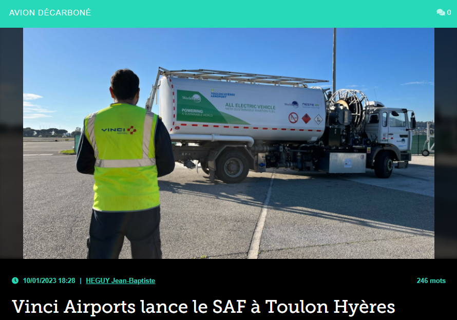 Vinci Airports lance le SAF à Toulon Hyères