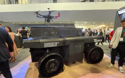 ST Engineering unveils wheeled ground robot equipped with aerial drone